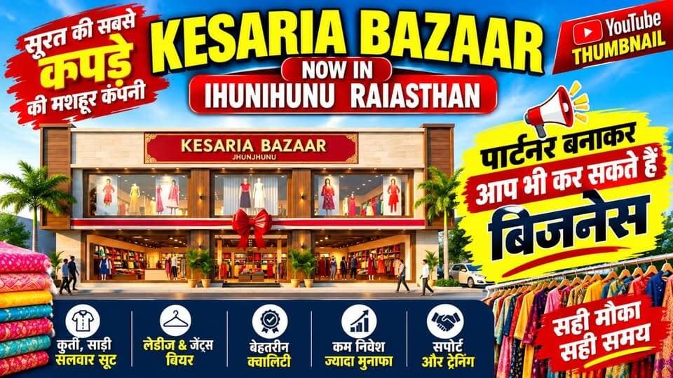 सूरत की केसरिया कपड़ा कंपनी से जुड़कर शुरू करें अपना बिजनेस!
अगर आप भी अपना खुद का व्यापार शुरू करना चाहते हैं, तो सूरत की प्रतिष्ठित केसरिया कपड़ा कंपनी से जुड़कर नए बिजनेस अवसर का लाभ उठा सकते हैं।
✅ कपड़ों के कारोबार से जुड़ने का अवसर
✅ अपना व्यापार बढ़ाने का मौका
✅ घर से भी शुरुआत करने की संभावना
✅ नए व्यापारियों के लिए बेहतर अवसर
Call / WhatsApp : +91 96873 87322
🏢 Factory :
Kesaria Textile Company
Doriwala Square, Near Mohan Mithai, Opposite Surat Railway Station, Surat – 395003
📍 Google Location:
https://share.google/Lxu7HZ0WVvDTMfDrd
#SuratTextileMarket #WholesaleSarees #SuratSareeMarket #DailyNewCollection #TrendingFashion2026 #SuratWholesale #FactoryPriceSarees #TextileHubSurat #IndianEthnicWear #KesariaTextile #KesariaBazar #RiteshModi #kesariabazaar