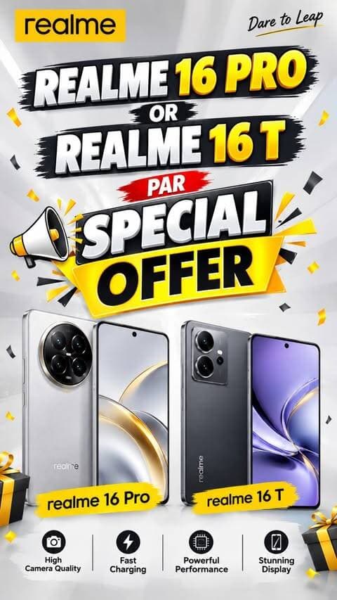 📱✨ REALME 16 PRO & REALME 16 T PAR SPECIAL OFFER! ✨📱
🔥 Realme lovers ke liye zabardast special deal!
💥 REALME 16 PRO aur REALME 16 T par special offer ka mauka!
📸 Camera | ⚡ Fast Performance | 🔋 Powerful Battery | 🌟 Premium Display
🛍️ Offer ki poori details ke liye Pankaj Electronics par visit karein.
📍 Shop No. 36, Sarafa Chowk, Agrawal Jewellers Row, Beside Shobhit Restaurant, Bhopal (M.P.)
📞 9302204320 | 9303556582
👉 Reel ko LIKE ❤️ SHARE 🔄 FOLLOW ➕ zaroor karein!
#Bhopal #BhopalCity #BhopalMadhyaPradesh #BhopalMarket #BhopalShopping BhopalBusiness BhopalDeals BhopalOffers Electronics ElectronicsShop ElectronicsStore ElectronicItems ElectronicsDeals BestDeals MegaOffer SpecialOffer DiscountOffer ShoppingOffer LuckyDraw LuckyDrawOffer GiftOffer Giveaway MobileShop MobileOffers SmartphoneOffers TVOffers FridgeOffers HomeAppliances NewOffer OfferAlert Reels TrendingReels ViralReels ExplorePage