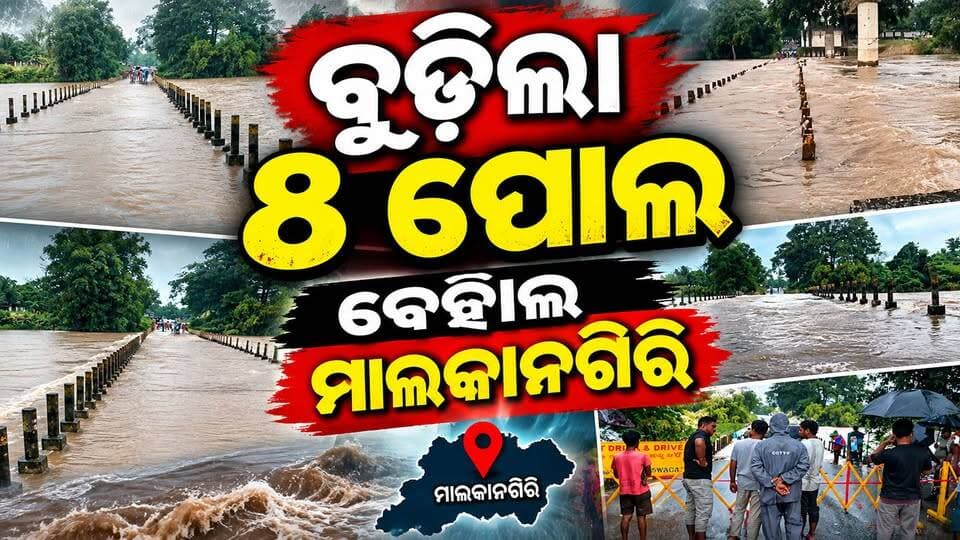ବୁଡ଼ିଲା ୪ ପୋଲ, ବେହାଲ ମାଲକାନଗିରି
ମାଲକାନଗିରିରେ ପ୍ରବଳ ବର୍ଷାର ତାଣ୍ଡବ। ଲଗାଣ ବର୍ଷା ଯୋଗୁଁ ଜିଲ୍ଲାର ବିଭିନ୍ନ ନଦୀ ଓ ନାଳରେ ଜଳସ୍ତର ବୃଦ୍ଧି ପାଇଛି।
#Jeypore #jeyporenews #jeyporeupdatenews #jeyporesocialmedia #koraputupdate #koraput #Rayagada #Malakangiri #Nabarangpur #viralpost2024 #viralfacebookpage #public #facebookchallange #trendingreels #informativepost #highlightseveryonefollowers2025 #highlights #dmkoraput #CMOdisha #facebookfollowersfollowers #jeyporemuncipalty #koraputpolice #viralpost #viralvideoシ