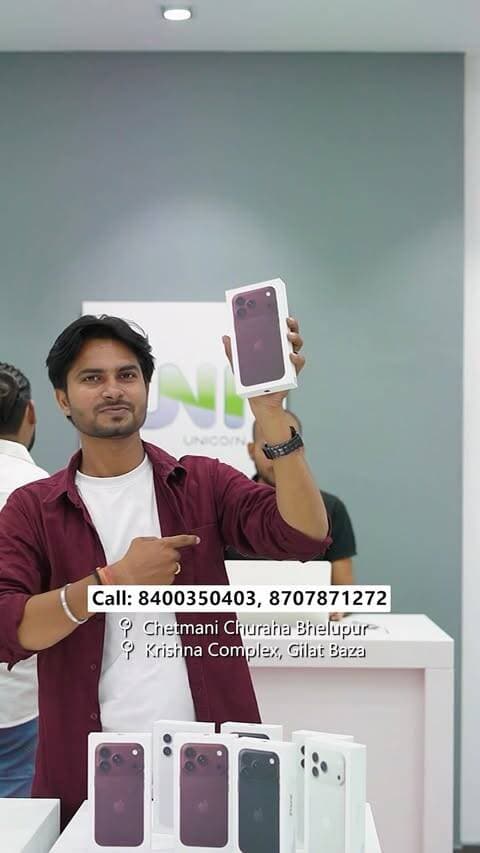 iPhone 18 Pro is finally here! Available at Unicorn Stores! ✨
Up to ₹10K exchange bonus | Up to ₹7K cashback | No Cost EMI*
Call: 8400350403, 8707871272
Location: Chetmani Churaha Bhelupur & Krishna Complex, Gilat Bazar, Shivpur
#iPhone18Pro #iPhone18ProMax #iPhone18 #UnicornStores #AppleIndia iPhoneLaunch iPhoneIndia Varanasi
