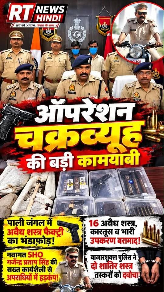 🚨 #पाली_जंगल में अवैध #शस्त्र_फैक्ट्री का #भंडाफोड़!
#बाजारशुक्ल #पुलिस का #बड़ा_एक्शन—16 अवैध शस्त्र, कारतूस और हथियार बनाने के उपकरण बरामद, 2 गिरफ्तार। नवागत SHO गजेन्द्र प्रताप सिंह की सक्रियता के बीच हुई बड़ी कार्रवाई।
#AmethiNews #AmethiPolice #IllegalArms #OperationChakravyuh #RTNewsHindi