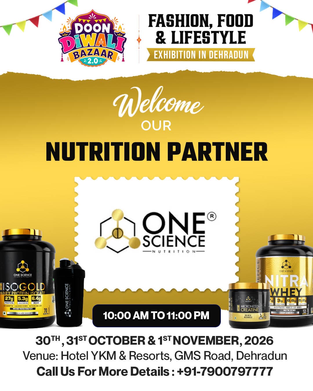 A warm welcome to our Nutrition Partner! 🌟
@one.science.nutrition.in
Thank you for joining us in making Doon Diwali Bazaar 2.0 even more memorable. Your thoughtful support will help spread smiles, celebrate togetherness, and create unforgettable festive moments for every visitor.
Together, let's make this Diwali brighter than ever! ✨
.
📅 30th October | 31st October | 1st November 2026
📍 Hotel YKM & Resorts, GMS Road, Dehradun
🕚 11:00 AM – 10:00 PM
🎉 Whether you're a startup, local business, designer, food brand, or lifestyle entrepreneur, this is your chance to connect with thousands of festive shoppers.
🔥 Limited stalls available – Book yours today!
📞 Stall Bookings:
☎️ +91 79007 97777
☎️ +91 95209 99099
.
#DoonDiwaliBazaar #DoonDiwaliBazaar2 #Dehradun #DehradunEvents #FashionExhibition #FoodFestival #LifestyleExhibition