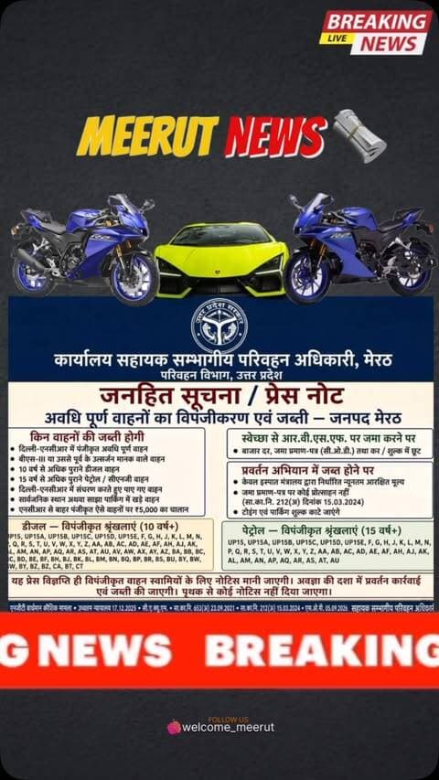 मेरठ में किस के पास 10 साल पुराने वाहन है ?
#meerut #meerutcity #rto #news