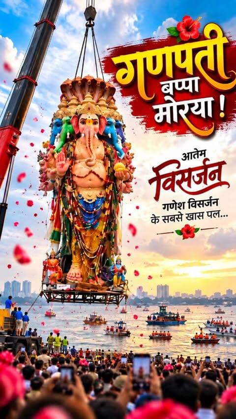 🙏 गणपति बप्पा मोरया! 🌺
हजारों भक्तों के जयकारों और मंत्रोच्चार के बीच गणेश जी की विशाल प्रतिमा क्रेन के माध्यम से समुद्र में विसर्जित होती है। देखते ही देखते पल भर में बप्पा जल में विलीन हो जाते हैं… विदाई का यह दृश्य मन को भावुक कर देता है। 🥹🙏
बप्पा, अगले बरस जल्दी आना! ❤️
#ganpatibappamorya #ganeshvisarjan #ganpativisarjan #bappamorya #ganeshchaturthi