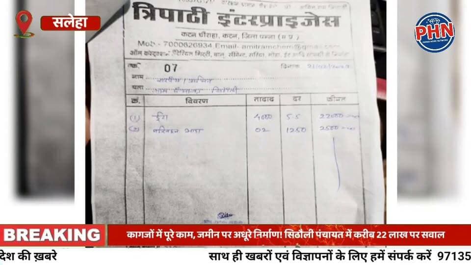 कागजों में पूरे काम, जमीन पर अधूरे निर्माण! सिठौली पंचायत में करीब 22 लाख पर सवाल,सामुदायिक भवन से सड़क और आंगनबाड़ी तक शिकायतों की भरमार, ग्रामीणों ने मांगी मौके पर निष्पक्ष जांच