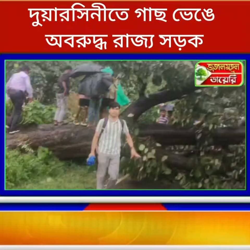 দুয়ারসিনীতে গাছ ভেঙে অবরুদ্ধ রাজ্য সড়ক, পুলিশ ও স্থানীয়দের তৎপরতায় উদ্ধার যান চলাচল।
#BreakingNews