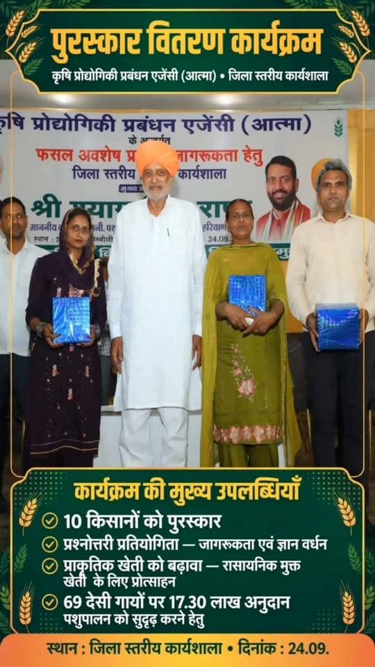 यमुनानगर में 1100 किसानों की कार्यशाला, पराली जलाने की घटनाओं को शून्य करने का लक्ष्य
Youtube link 👇 👇 👇 👇
https://youtube.com/shorts/t04RNYLuqMg?si=hb8QboTxw5h0wjQN
#Yamunanagar #Haryana #Farmers #FarmerAwareness #StubbleManagement #StubbleBurning #CropResidueManagement #NaturalFarming #Agriculture #Kisan #KisanYojana #HaryanaFarmers #ShyamSinghRana #AgricultureDepartment #AKNewsHaryana