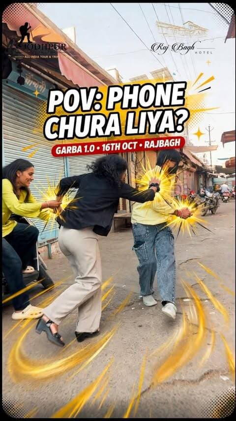 Jodhpur ki galiyon me phone chura liya aur socha bach jayega? 😂
Pakda gaya toh seedha Garba 1.0 me nachayenge! Presented by Jodhpur Trekkers 💃
Are you ready? 16th Oct | Raj Bagh Hotel
.
#jodhpur #jodhpuri #marwadi #jodhpurtourism #garba navratri2026 garbanight dandiya rajasthan jodhpurdiaries
jodhpurt trekkers rajbaghhotel garba1point0 jodhpurcity bluecity jodhpurgarba jodhpurinfluencer jodhpurevents jodhpurnightlife me_bhi_jodhpuri
kesariya_creatives