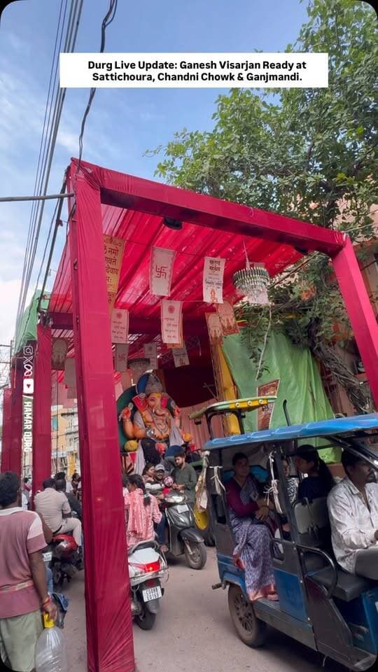 Durg Live Update: Ganesh Visarjan Ready at Sattichoura, Chandni Chowk & Ganjmandi.
#hamar_durg #durg #ganeshvisarjan