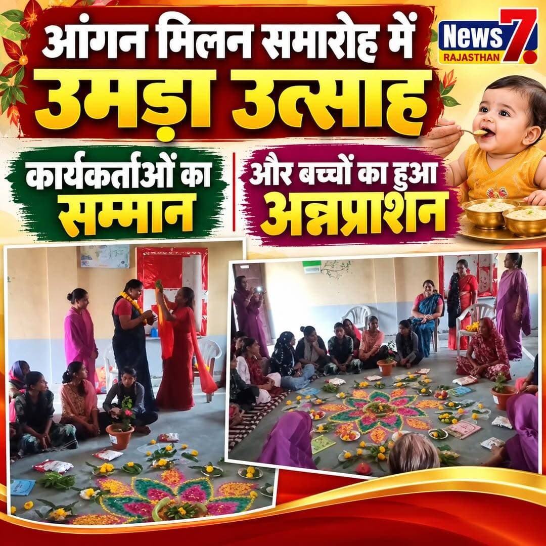 आंगन मिलन समारोह में उमड़ा उत्साह, कार्यकर्ताओं का सम्मान और बच्चों का हुआ अन्नप्राशन,
गोद भराई, पोषण का संदेश और खेलकूद प्रतियोगिताओं ने बांधा समां।
हिण्डौन सिटी के वर्धमान नगर में आयोजित आंगन मिलन समारोह में उत्सव का माहौल देखने को मिला। यहां एक ओर आंगनबाड़ी कार्यकर्ताओं, सहायिकाओं और आशा सहयोगिनियों का सम्मान किया गया, तो दूसरी ओर गर्भवती महिलाओं की गोद भराई और छह माह की आयु पूरी कर चुके बच्चों का अन्नप्राशन संस्कार कराया गया। कार्यक्रम में बच्चों की खेलकूद प्रतियोगिताओं के साथ पोषण और कुपोषण मुक्त समाज का संदेश भी दिया गया।
वार्ड संख्या 2-फर्स्ट स्थित वर्धमान नगर आंगनबाड़ी केंद्र पर विकसित भारत अभियान के तहत ‘आंगन मिलन समारोह’ धूमधाम से आयोजित किया गया। समारोह में क्षेत्र की महिलाएं, बच्चे, आंगनबाड़ी कार्यकर्ता और स्थानीय लोग बड़ी संख्या में शामिल हुए।
कार्यक्रम की मुख्य अतिथि डॉ. बृजलता चौधरी रहीं, जबकि लेडी सुपरवाइजर राजकुमारी जाटव एवं लक्ष्मी चौधरी के विशिष्ट आतिथ्य में कार्यक्रम का आयोजन हुआ।
समारोह के दौरान बच्चों और गर्भवती महिलाओं के पोषण एवं स्वास्थ्य पर विशेष जोर दिया गया। मुख्य अतिथि डॉ. बृजलता चौधरी ने महिलाओं को संतुलित आहार, हरी सब्जियों के सेवन तथा बच्चों के शारीरिक और मानसिक विकास के लिए आवश्यक पोषक तत्वों की जानकारी दी।
छह माह की आयु पूरी कर चुके बच्चों का पारंपरिक अन्नप्राशन संस्कार कराया गया। बच्चों को पहली बार ठोस आहार के रूप में पोषक एवं सुपाच्य भोजन दिया गया। वहीं गर्भवती महिलाओं की गोद भराई की रस्म पूरी कर उन्हें पोषण किट भी वितरित की गई।
कार्यक्रम में क्षेत्र में उत्कृष्ट सेवाएं दे रही आंगनबाड़ी कार्यकर्ताओं, सहायिकाओं और आशा सहयोगिनियों का भी सम्मान किया गया। मुख्य अतिथि डॉ. बृजलता चौधरी ने कार्यकर्ताओं को फूल-माला पहनाकर सम्मानित किया।
इस दौरान ममता शर्मा, सपना शर्मा, बबिता जैन, अन्नपूर्णा शर्मा, ममतेश शर्मा, कुसुम जैन, गुड्डी जाटव एवं इंद्रा शर्मा सहित अन्य कार्यकर्ता मौजूद रहीं।
समारोह में बच्चों के लिए विभिन्न मनोरंजक खेलकूद प्रतियोगिताएं भी आयोजित की गईं। बच्चों ने उत्साह के साथ प्रतियोगिताओं में भाग लिया और विजेता बच्चों को पुरस्कार देकर उनका उत्साहवर्धन किया गया।
कार्यक्रम के समापन पर अतिथियों, कार्यकर्ताओं और उपस्थित लोगों ने आंगनबाड़ी केंद्र परिसर में पौधरोपण कर पर्यावरण संरक्षण का संदेश दिया।