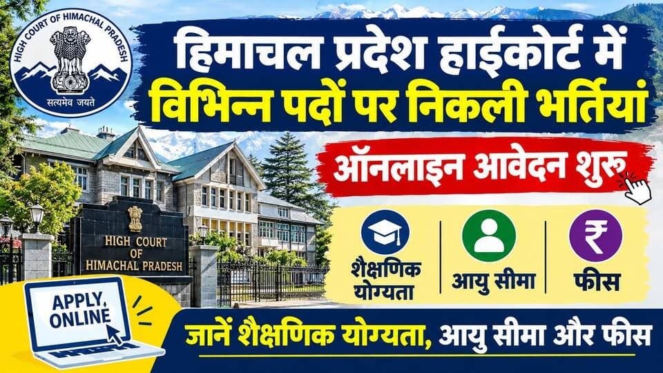 हिमाचल प्रदेश हाईकोर्ट में विभिन्न पदों पर निकली भर्तियां, ऑनलाइन आवेदन शुरू, जानें शैक्षणिक योग्यता, आयु सीमा और फीस
https://youtu.be/P4UV2Av5aAc
#HimachalPradeshHighCourt #HPHC #HPHCRecruitment #HimachalJobs #GovtJobs #Librarian #Peon #Mali #Cook #HPJudiciary #JobAlert #Recruitment2026 #ewn24news #choiceofhimachal