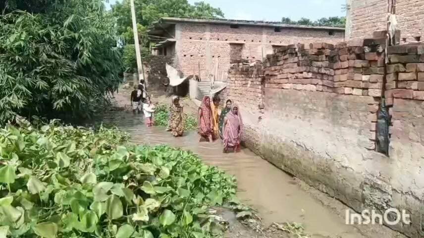 मिल्की टोला गांव में 100 घर पर सड़क नही होने से ग्रामीणों में आक्रोश पानी मे समा कर आने जाने पर मजबूर