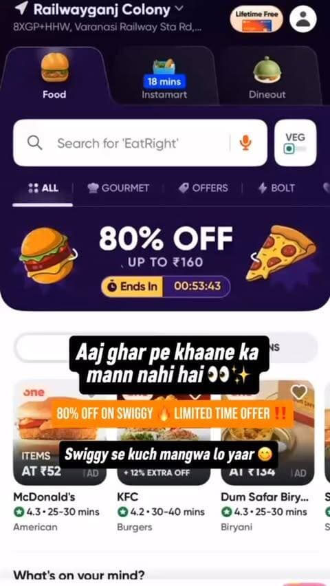 Swiggy just made the “what should I eat?” decision way easier 😭
80% OFF up to ₹160. Let’s order.
#swiggy#foodblogger #varanasi #viral #foodphotography