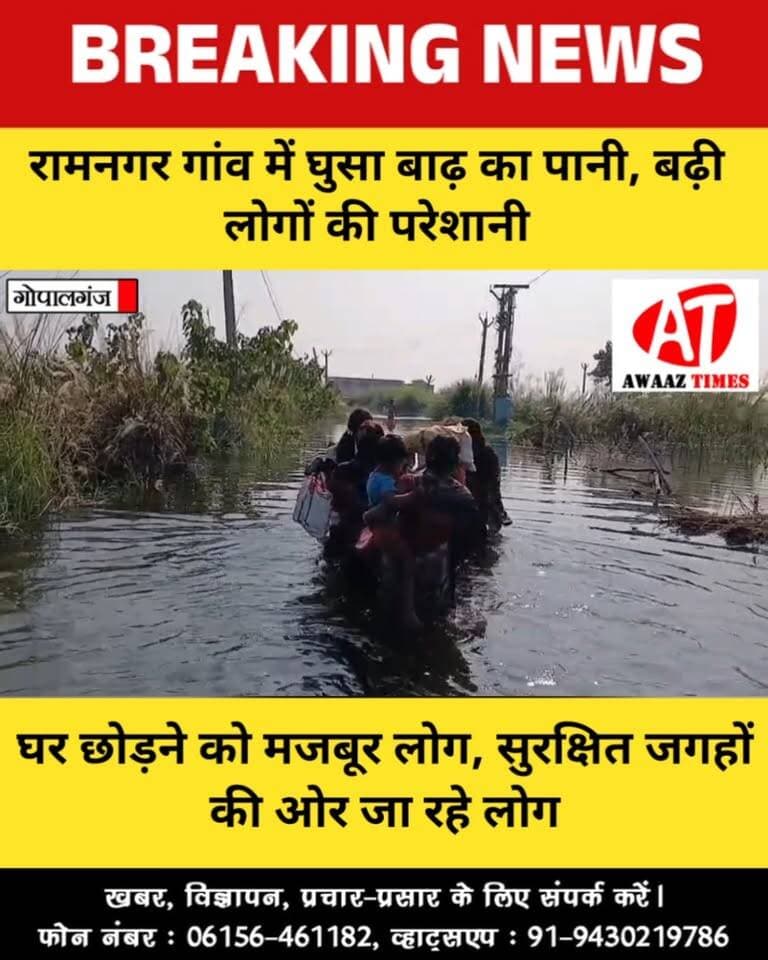 गोपालगंज: रामनगर गांव में घुसा बाढ़ का पानी, निचले इलाकों में रहने वाले लोग घर छोड़ने को मजबूर
#Gopalganj #FloodUpdate #RamNagar #FloodAlert #GopalganjNews #FloodSituation #AwaazTimes