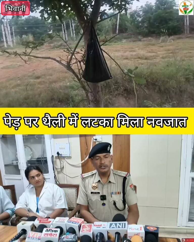 भिवानी में पेड़ पर थैली में लटका मिला नवजात #bhiwani #newborn #baby #crime #viral