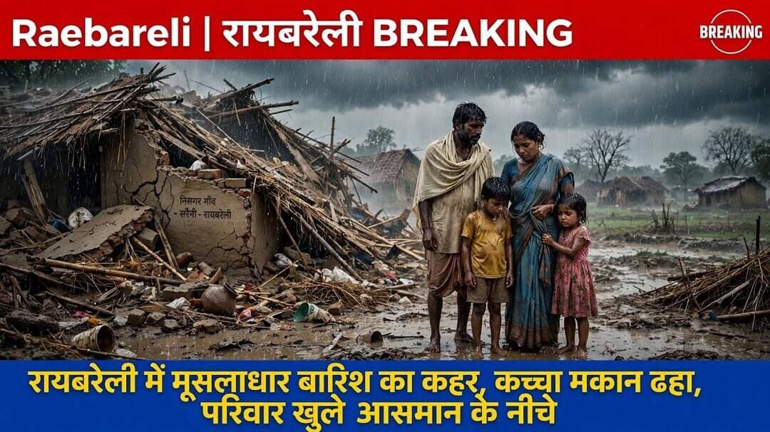 #रायबरेली_न्यूज #बारिश_का_कहर #कच्चा_मकान_ढहा #गरीब_बेघर #36_घंटे_बारिश #प्रशासन_बेखबर#डीएम_रायबरेली
