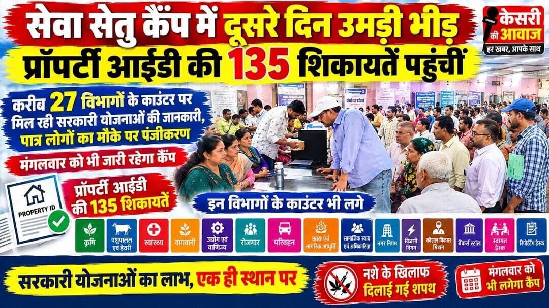 सेवा सेतु कैंप में दूसरे दिन उमड़ी भीड़, प्रॉपर्टी ID की 135 शिकायतें पहुंचीं #kesarikiawaaz