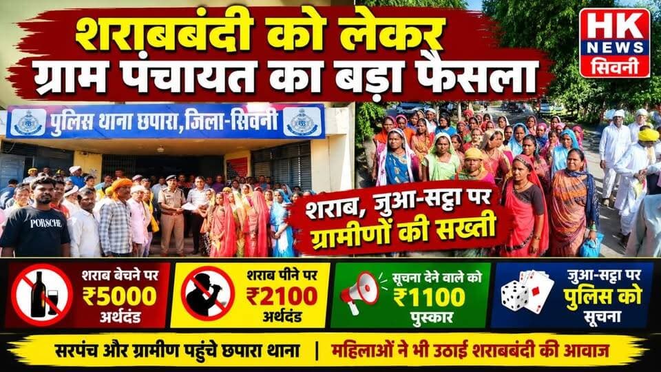 शराबबंदी को लेकर ग्राम पंचायत का बड़ा फैसला
शराब बेचने पर ₹5000, पीने वालों पर ₹2100 का अर्थदंड
#HKNews #Seoni #छपारा #शराबबंदी #ग्रामपंचायत #सिवनी #जामुनटोला #ग्रामीण #महिलाएं #शराबबंदी #मध्यप्रदेश