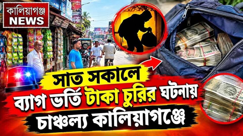 কালিয়াগঞ্জে ব্যাগ ভর্তি টাকা নিয়ে উধাও চোর, শহরজুড়ে চাঞ্চল্য