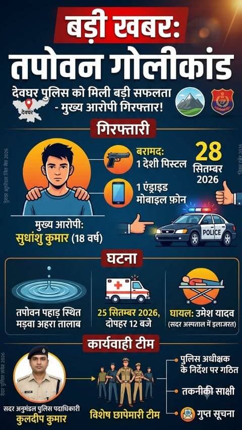 देवघर से इस वक्त की बड़ी खबर सामने आ रही है।जहाँ तपोवन पहाड़ के पास हुए गोली कांड के मामले में पुलिस को बड़ी सफलता मिली है।पुलिस ने घटना के महज 3 दिनों के भीतर मुख्य आरोपी को गिरफ्तार कर लिया है।
#deoghartalks #deoghar #deogharnews #deogharpolice