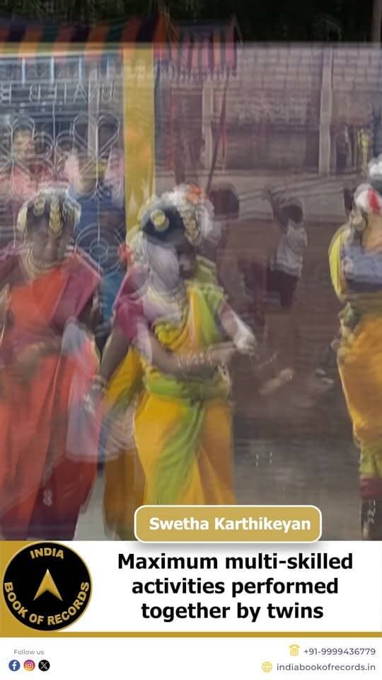 8 Skills, 2 Twins, One Incredible Record! | India Book of Records
At just 11 years old, Swetha Karthikeyan from Kanchipuram, Tamil Nadu and her twin showcased an extraordinary combination of talent by performing 8 different skills together. From chess, badminton and violin to Silambam, Bharatanatyam, freestyle dance, 300 Thirukkurals and 19 Carnatic songs, their versatility earned recognition from the India Book of Records on January 19, 2026.
#indiabookofrecords #twinsrecord #multiskilled #youngachievers #ibr