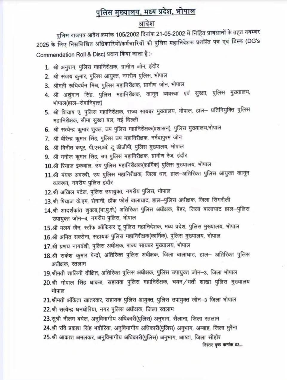 DGP श्री कैलाश मकवाणा ने 100 पुलिस अधिकारियों और कर्मचारियों को पुलिस महानिदेशक प्रशस्ति पत्र 👇से किया सम्मानित,
