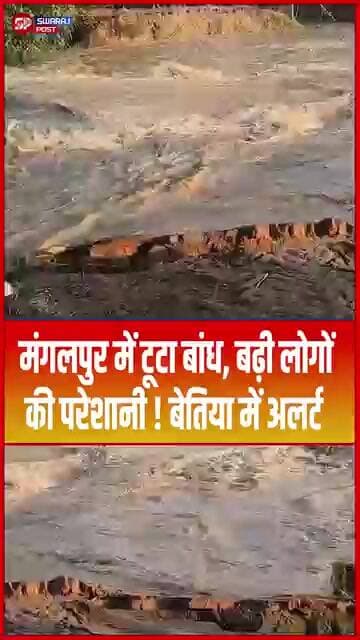 मंगलपुर में टूटा बांध, बढ़ी लोगों की परेशानी ! बेतिया में अलर्ट #shorts #biharflood #ytshorts