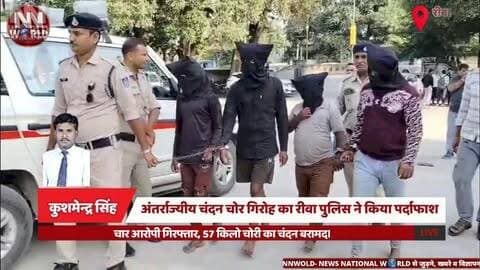 अंतर्राज्यीय चंदन चोर गिरोह का रीवा पुलिस ने किया पर्दाफाश, चार आरोपी गिरफ्तार, 57 किलो चोरी का चंदन बरामद।
#RewaPolice #SandalwoodTheft #CrimeNews #PoliceAction #RewaNews
#रीवा_पुलिस #चंदन_चोरी #पुलिस_कार्रवाई #अपराध_समाचार #रीवा_न्यूज
रीवा पुलिस, चंदन चोरी, अंतर्राज्यीय चोर गिरोह, चार आरोपी गिरफ्तार, 57 किलो चंदन बरामद, अमहिया थाना, पुलिस कार्रवाई, चोरी का खुलासा, रीवा क्राइम न्यूज
Rewa Police, Sandalwood Theft, Interstate Gang, Four Arrested, 57 KG Sandalwood Recovered, Amhiya Police Station, Police Investigation, Crime News Rewa, Madhya Pradesh Police, Theft Case