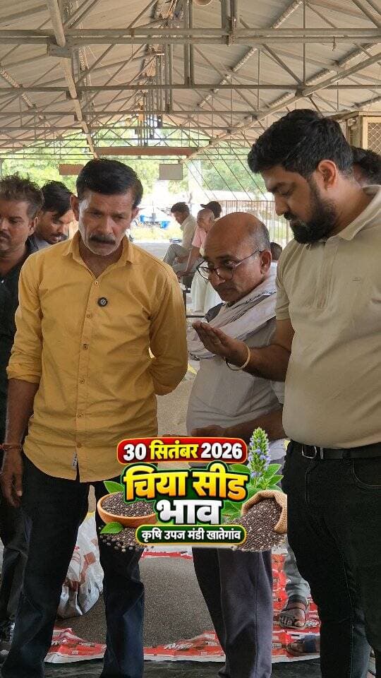 🌱 30 सितंबर 2026 | चिया सीड भाव
कृषि उपज मंडी, खातेगांव
📊 आज के ताज़ा चिया सीड मंडी भाव
🌾 सटीक • ताज़ा • समय पर अपडेट