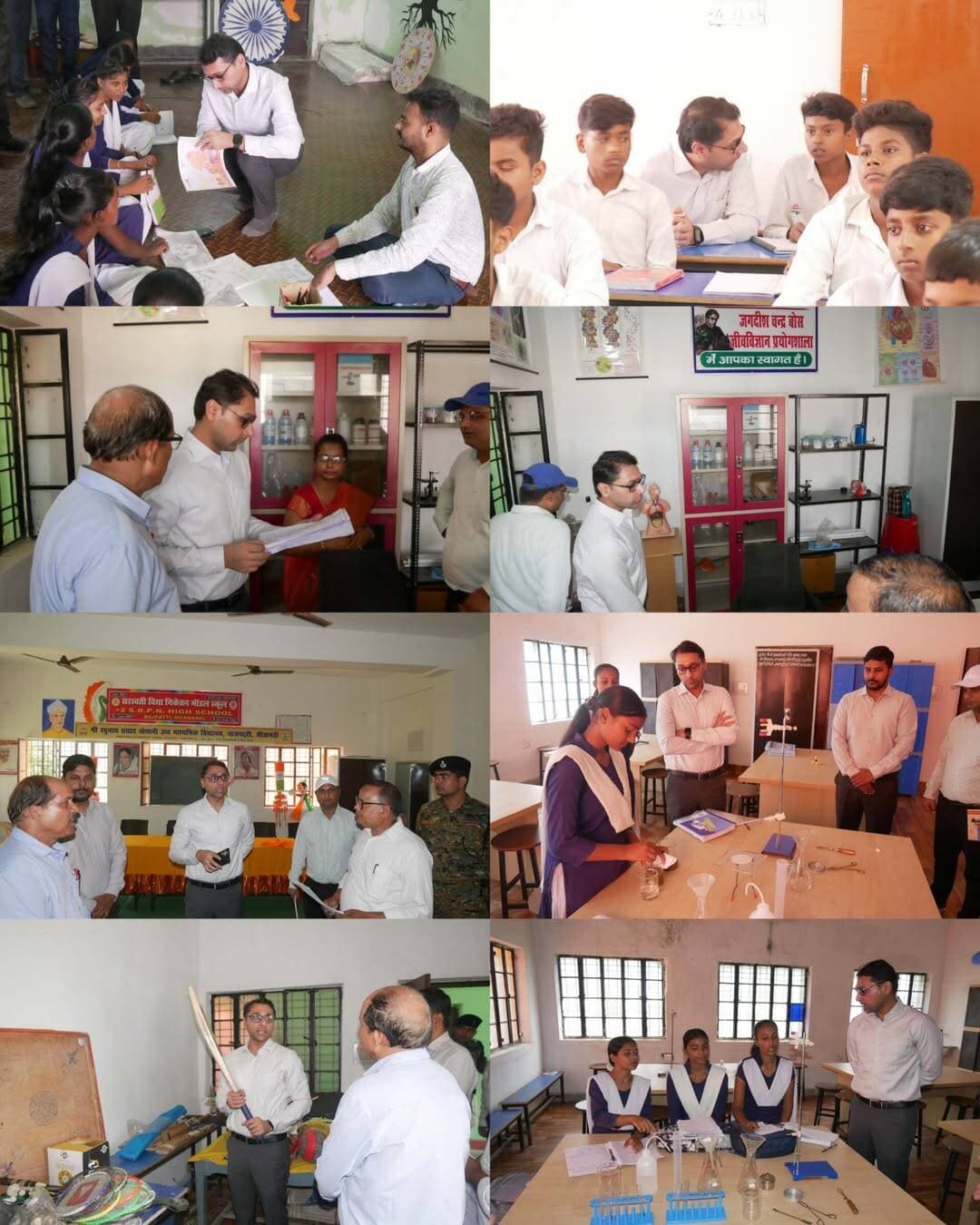 मॉडल स्कूलों में पहुंचकर पदाधिकारियों ने विद्यार्थियों का बढ़ाया उत्साह, शैक्षणिक व्यवस्था का लिया जायजा
जिलाधिकारी ने सरस्वती विद्या निकेतन (मॉडल स्कूल), बाजपट्टी का किया निरीक्षण, विद्यार्थियों से संवाद कर लिया फीडबैक
जिले के सभी 21 मॉडल विद्यालयों में बुधवार को शैक्षणिक जागरूकता कार्यक्रम आयोजित किया गया। कार्यक्रम के तहत नामित नोडल पदाधिकारी अपने-अपने विद्यालयों में पहुंचे और विद्यार्थियों के साथ संवाद कर शैक्षणिक गतिविधियों में सहभागिता की। इस दौरान विद्यालयों में उपलब्ध शैक्षणिक एवं आधारभूत सुविधाओं का जायजा लेने के साथ-साथ विद्यार्थियों का उत्साहवर्धन किया गया। अभिभावक-छात्र संवाद कार्यक्रम, शैक्षणिक जागरूकता गतिविधियों एवं अन्य कार्यक्रमों का भी आयोजन किया गया।
इसी क्रम में जिलाधिकारी, सीतामढ़ी श्री तनय सुल्तानिया ने सरस्वती विद्या निकेतन (मॉडल स्कूल), बाजपट्टी पहुंचकर विद्यालय की शैक्षणिक व्यवस्था एवं उपलब्ध सुविधाओं का निरीक्षण किया। उन्होंने विद्यालय के विभिन्न कक्षों एवं शैक्षणिक संसाधनों का अवलोकन करते हुए विद्यालय प्रबंधन से शिक्षण व्यवस्था तथा विद्यार्थियों की शैक्षणिक प्रगति के संबंध में जानकारी प्राप्त की।
सरकार द्वारा जिले में 21 मॉडल विद्यालयों का निर्माण कराया गया है। इन विद्यालयों का उद्देश्य विद्यार्थियों को आधुनिक सुविधाओं से युक्त बेहतर शैक्षणिक वातावरण उपलब्ध कराते हुए गुणवत्तापूर्ण शिक्षा के अवसर प्रदान करना है। विद्यालयों में स्मार्ट क्लास, विज्ञान प्रयोगशाला, पुस्तकालय सहित विभिन्न आधुनिक शैक्षणिक संसाधन उपलब्ध कराए गए हैं, ताकि विद्यार्थियों को अध्ययन, प्रयोग एवं ज्ञान-विस्तार के लिए अनुकूल वातावरण मिल सके।
निरीक्षण के दौरान जिलाधिकारी ने विद्यालय की कक्षाओं, विज्ञान प्रयोगशाला, स्मार्ट क्लास एवं डिजिटल शिक्षण व्यवस्था, पुस्तकालय सहित अन्य महत्वपूर्ण हिस्सों का जायजा लिया। उन्होंने उपलब्ध संसाधनों एवं उपकरणों के उपयोग की स्थिति के बारे में जानकारी ली। इसके साथ ही विद्यालय में पेयजल, विद्युत, स्वच्छता एवं अन्य मूलभूत सुविधाओं की उपलब्धता का भी निरीक्षण किया।
विद्यार्थियों से सीधे संवाद कर जाना पढ़ाई का अनुभव
जिलाधिकारी ने विद्यालय की कक्षाओं में पहुंचकर छात्र-छात्राओं से सहज संवाद किया। उन्होंने विद्यार्थियों से उनकी पढ़ाई, रुचि के विषय, विद्यालय में उपलब्ध सुविधाओं तथा शिक्षण के दौरान आने वाली कठिनाइयों के संबंध में जानकारी ली। जिलाधिकारी द्वारा बच्चों से सीधे संवाद किए जाने पर विद्यार्थी उत्साहित नजर आए।
इस अवसर पर जिलाधिकारी श्री तनय सुल्तानिया ने कहा कि मॉडल स्कूलों की सार्थकता केवल आधुनिक भवन और संसाधनों की उपलब्धता में नहीं, बल्कि इन संसाधनों के प्रभावी उपयोग के माध्यम से विद्यार्थियों को गुणवत्तापूर्ण शिक्षा एवं बेहतर सीखने का वातावरण उपलब्ध कराने में है। प्रत्येक बच्चे को अपनी क्षमता और प्रतिभा विकसित करने का अवसर मिलना चाहिए। उन्होंने शिक्षकों से विद्यार्थियों में जिज्ञासा, रचनात्मकता एवं सीखने की प्रवृत्ति को बढ़ावा देने तथा उन्हें नियमित अध्ययन के साथ अपने लक्ष्य निर्धारित कर आगे बढ़ने के लिए प्रेरित करने का आह्वान किया।
जिलाधिकारी ने विद्यालय प्रबंधन एवं शिक्षकों को उपलब्ध शैक्षणिक संसाधनों का अधिकतम एवं प्रभावी उपयोग सुनिश्चित करने का निर्देश दिया। उन्होंने विद्यार्थियों की शैक्षणिक प्रगति की नियमित समीक्षा करने तथा जिन विद्यार्थियों को अतिरिक्त सहयोग की आवश्यकता है, उन पर विशेष ध्यान देने को कहा।
उन्होंने कहा कि शिक्षा के क्षेत्र में आधारभूत संरचना का विकास महत्वपूर्ण है, लेकिन इसके साथ गुणवत्तापूर्ण शिक्षण, विद्यार्थियों की प्रतिभा का विकास, अनुशासन, रचनात्मक सोच एवं सर्वांगीण व्यक्तित्व निर्माण पर भी समान रूप से ध्यान दिया जाना आवश्यक है।
जिलाधिकारी ने विद्यालय की व्यवस्थाओं में निरंतर सुधार एवं विद्यार्थियों के लिए बेहतर शैक्षणिक वातावरण सुनिश्चित करने हेतु संबंधित पदाधिकारियों एवं विद्यालय प्रबंधन को आवश्यक दिशा-निर्देश दिए।
निरीक्षण के दौरान अनुमंडल पदाधिकारी पुपरी,गौरव कुमार जिला जनसंपर्क पदाधिकारी कमल सिंह सहित संबंधित पदाधिकारी, विद्यालय के शिक्षक एवं कर्मी उपस्थित रहे।
<nis:link nis:type=tag nis:id=cmsamrat nis:value=CMSamrat nis:enabled=true nis:link/> <nis:link nis:type=tag nis:id=samratchaudhary nis:value=samratchaudhary nis:enabled=true nis:link/>
CMO Bihar Information & Public Relations Department, Government of Bihar Rural Development Department, Government of Bihar Bihar Education Department