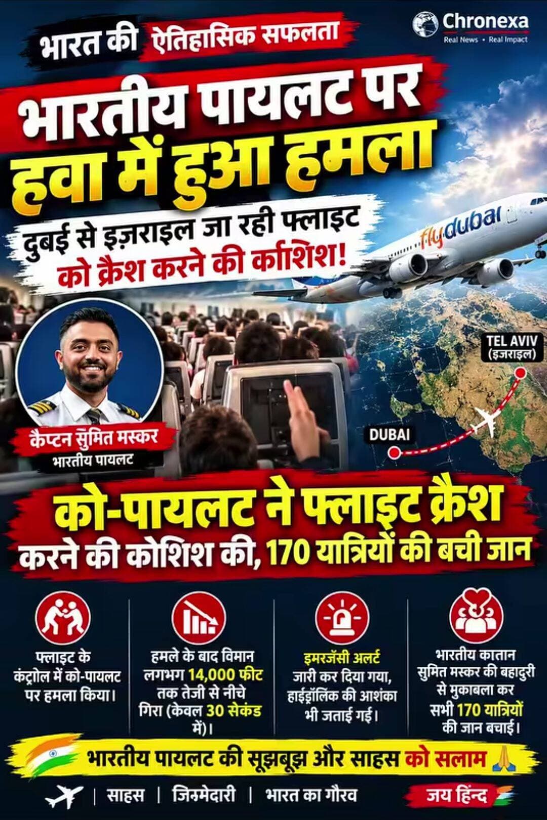 भारतीय पायलट पर हवा मे हुआ हमला बचाया 180 यात्रियों कि जान!