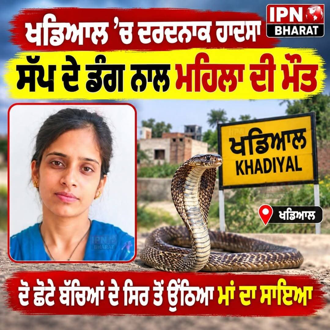 ਖਡਿਆਲ ’ਚ ਦਰਦਨਾਕ ਹਾਦਸਾ, ਸੱਪ ਦੇ ਡੰਗ ਨਾਲ ਮਹਿਲਾ ਦੀ ਮੌਤ
