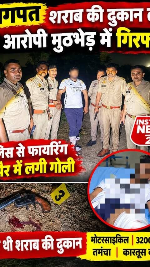 BAGHPAT DESK : बागपत शहर कोतवाली पुलिस ने शराब की दुकान से लूट करने वाले बदमाश को मुठभेड़ के बाद गिरफ्तार किया है। पुलिस की गोली लगने से घायल बदमाश को अस्पताल में भर्ती कराया गया है। यह घटना रविवार और सोमवार की रात सरूरपुर गांव के पास हुई।
पुलिस देर रात चेकिंग कर रही थी, तभी बाइक पर एक संदिग्ध व्यक्ति आता दिखा। पुलिस ने उसे रोकने की कोशिश की तो उसने फायरिंग कर दी। जवाबी कार्रवाई में बदमाश के पैर में गोली लगी।
गिरफ्तार बदमाश गाजियाबाद निवासी रिंकू उर्फ विशाल है। उसने 21 जुलाई को बागपत में वीरेंद्र राणा की शराब की दुकान से हथियार के बल पर नगदी और शराब लूटी थी। इस मामले में शिकायत दर्ज की गई थी।
उसके पास से बिना नंबर प्लेट की मोटरसाइकिल, 3200 रुपये, एक अवैध तमंचा, एक जिंदा कारतूस और एक खोखा कारतूस मिला है। थाना प्रभारी मनोज चाहल ने बताया कि मुठभेड़ के दौरान एक अभियुक्त को गिरफ्तार किया गया है गिरफ्तार अभियुक्त को अस्पताल में उपचार के लिए भर्ती कराया गया