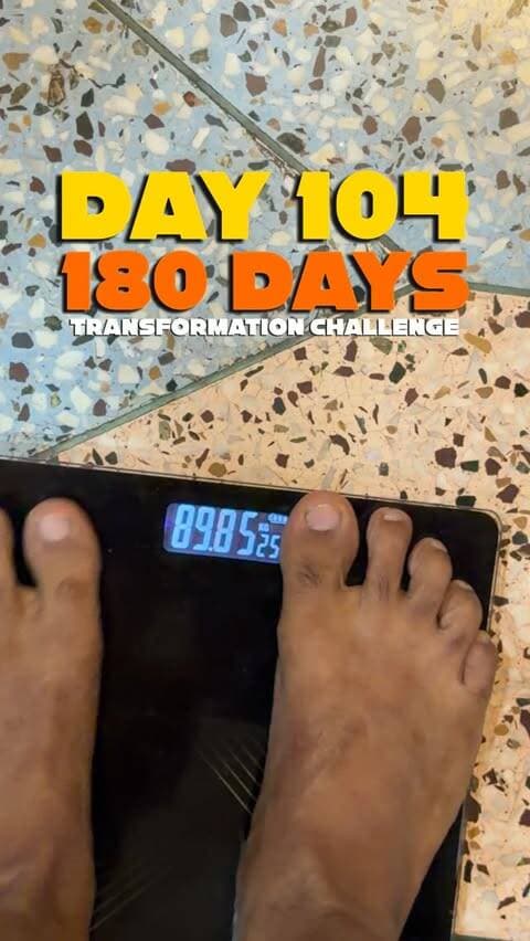 Day 104/180 ✅
Aaj ka body weight: 91.950 KGs
180 Days Transformation Challenge
76 days more to go.
Fat to Fit continues. 🔥