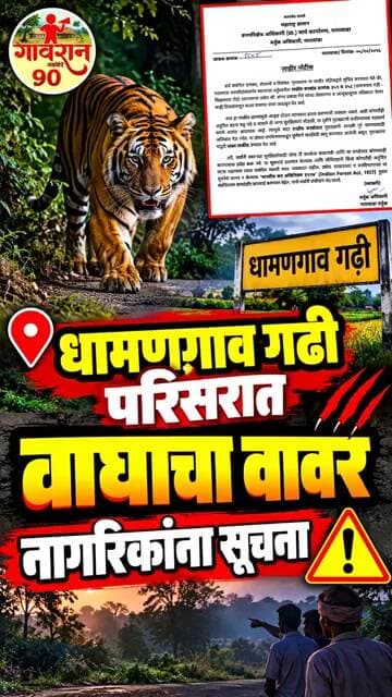 Latest Tiger News Update : धामणगाव गढी परिसरात वाघाचे वास्तव्य ? वनविभागाचे पत्र Virul