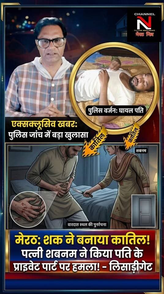 मेरठ में हैवानियत! शक में पत्नी ने पति के प्राइवेट पार्ट पर किया चाकू से वार!
अवैध संबंध के शक में पत्नी ने लिया खौफनाक बदला! मेरठ की इस वारदात ने सबको चौंका दिया! 🚨
सावधान! कैसे शक एक रिश्ते को खत्म कर सकता है? मेरठ में शबनम ने पति पर किया जानलेवा हमला.
मेरठ के लिसाड़ीगेट में एक हैरान कर देने वाली वारदात सामने आई है. जहाँ एक पत्नी ने अवैध संबंध के शक में अपने पति पर चाकू से जानलेवा हमला कर दिया. वारदात की भयावहता का अंदाजा इसी बात से लगाया जा सकता है कि उसने पति के प्राइवेट पार्ट पर कई वार किए. पुलिस ने आरोपी पत्नी शबनम को गिरफ्तार कर लिया है और कानूनी कार्रवाई की जा रही है. देखें पूरी खबर.
शक की आग में अंधी पत्नी! मेरठ में दूसरी महिला से संबंध के शक में पत्नी ने पति पर किया चाकू से हमला. पति गंभीर हालत में अस्पताल में भर्ती. पुलिस ने शबनम को गिरफ्तार कर लिया है. रिश्तों की इस खौफनाक कहानी को देखें.
