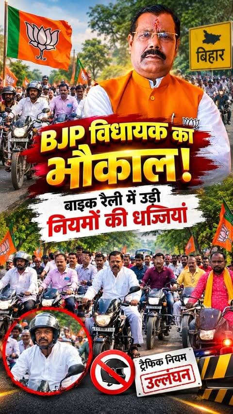 आम आदमी पर चालान, विधायक जी का ‘भौकाल’!
बिना हेलमेट बाइक रैली में दौड़े BJP MLA, नियमों की उड़ी धज्जिया
#BiharNews #Motihari #ChiraiyaMLA #TrafficRules #VIPCulture #NoHelmet
#Shorts #Reels #ViralShorts #BiharNews #Chiraiya #LalbabuPrasadGupta #TrafficPolice #Challan #Bhaukal #TrendingNews