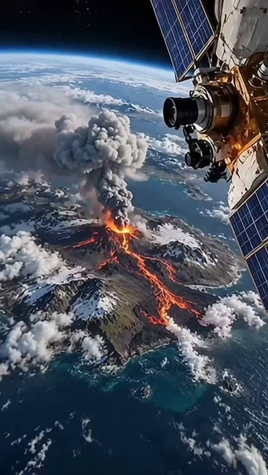 An active volcanic eruption captured clearly from a satellite in low Earth orbit. Drop your thoughts in the comments. #science #geology #orbit