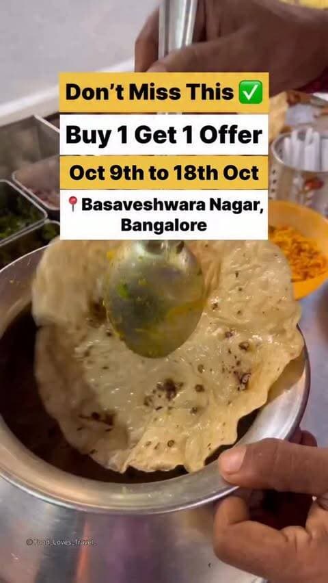 Buy 1 Get 1 Girmit
(No parcel)
#basaveshwaranagar #nagarbhavi #nagarbhavi_bangalore #magadiroad #nammabengaluru