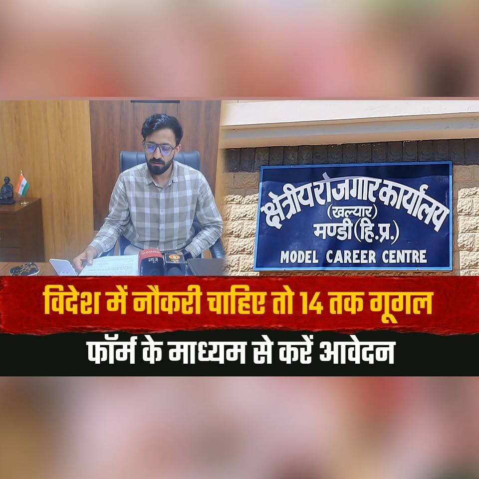 विदेश में नौकरी चाहिए तो 14 तक गूगल फॉर्म के माध्यम से करें आवेदन
आगामी 16-17 अक्तूबर को होंगे साक्षात्कार
#OverseasJobs #JobOpportunities #ForeignJobs #ApplyOnline #GoogleForm #JobInterview #CareerOpportunities #EmploymentNews #HimachalNews #LatestNews #thesummernewshimachal