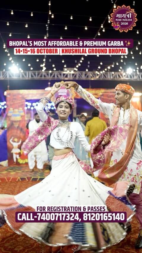💃🔥 Gayatri Garba 2026 aa raha hai Bhopal… aur iss baar Garba ka rang hoga aur bhi zabardast! ❤️✨
3 nights of Garba, dandiya, devotion aur full-on festive vibes! 🪔🥁
📅 14th, 15th & 16th October
📍 Khushilal Ground, Near Nehru Nagar, Bhopal
Toh apni Garba gang ko tag karo aur taiyaar ho jao Bhopal ki in dhamakedaar Garba nights ke liye! 💃❤️
#GayatriGarba2026 #BhopalGarba #BhopalEvents #Navratri2026