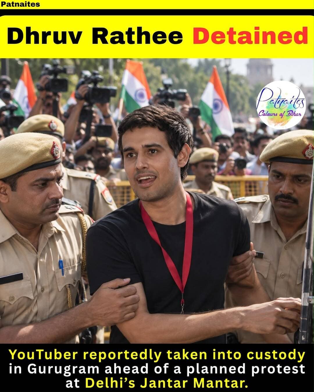 ЁЯЪи Dhruv Rathee Detained Ahead of Protest?
YouTuber Dhruv Rathee was reportedly detained in Gurugram ahead of a planned protest at DelhiтАЩs Jantar Mantar on October 10. The reported detention has sparked conversations around protests, police action, and freedom of expression. ЁЯЗоЁЯЗ│
WhatтАЩs your take on this development? Share your views in the comments. ЁЯСЗ
Follow @Patnaites for the latest news, Bihar updates, and trending stories.
<nis:link nis:type=tag nis:id=dhruvrathee nis:value=DhruvRathee nis:enabled=true nis:link/> <nis:link nis:type=tag nis:id=delhinews nis:value=DelhiNews nis:enabled=true nis:link/> <nis:link nis:type=tag nis:id=jantarmantar nis:value=JantarMantar nis:enabled=true nis:link/> <nis:link nis:type=tag nis:id=cjpprotest nis:value=CJPProtest nis:enabled=true nis:link/> <nis:link nis:type=tag nis:id=indianpolitics nis:value=IndianPolitics nis:enabled=true nis:link/>