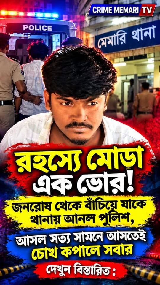 🚨দেবীপুরে,রহস্যে মোড়া এক ভোর! 👆জনরোষ থেকে বাঁচিয়ে যাকে থানায় আনল পুলিশ, আসল সত্য সামনে আসতেই চোখ কপালে সবার👆
#BreakingNews #ViralNews #CrimeStory #Suspense #BengaliNews #LatestNews #Memari #Burdwan #BurdwanNews #South24Parganas #WestBengalNews #KolkataNews #PoliceArrest #BurdwanCourt #TheftCase #LocalNews #CrimeUpdate