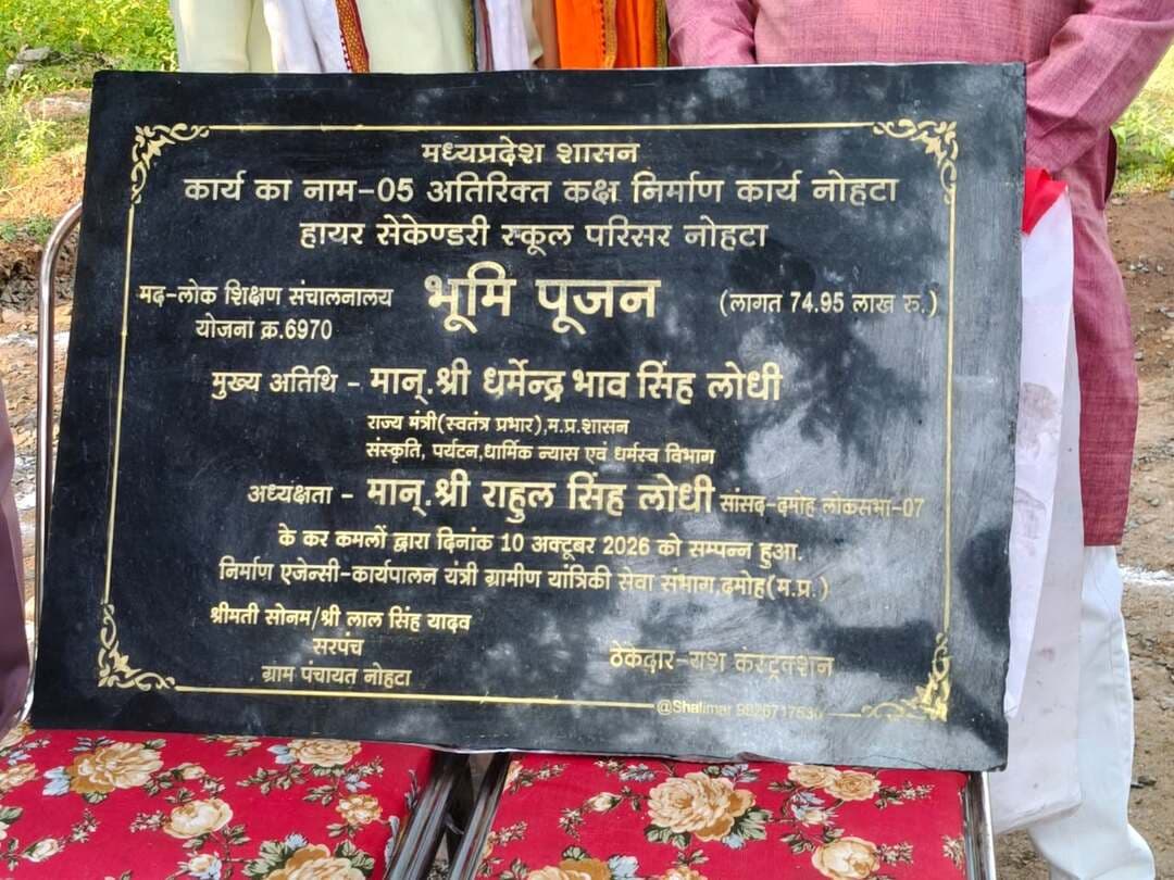 हमारी सरकार शिक्षा के क्षेत्र में निरंतर विकास कार्यों के माध्यम से विद्यार्थियों के उज्ज्वल भविष्य के निर्माण हेतु प्रतिबद्ध- संस्कृति राज्यमंत्री श्री लोधी
==
74.95 लाख रुपये की लागत से निर्माण होने वाले अतिरिक्त भवन का किया भूमिपूजन
==
प्रदेश के संस्कृति, पर्यटन, धार्मिक न्यास एवं धर्मस्व राज्यमंत्री स्वतंत्र प्रभार धर्मेन्द्र सिंह लोधी ने जिले की जबेरा विधानसभा अंतर्गत शासकीय उच्चतर माध्यमिक विद्यालय, नोहटा में 74.95 लाख रुपये की लागत से निर्मित होने वाले 05 अतिरिक्त कक्षों का भूमिपूजन किया।
संस्कृति राज्यमंत्री धर्मेन्द्र सिंह ने कहा इससे पूर्व विद्यालय में प्रयोगशाला कक्ष के निर्माण हेतु किए गए भूमिपूजन के पश्चात् कार्य भी प्रगतिरत है। निश्चित ही इन कक्षों के निर्माण से विद्यालय में शैक्षणिक सुविधाओं का विस्तार होगा तथा छात्र-छात्राओं को अध्ययन के लिए बेहतर वातावरण उपलब्ध होगा। हमारी सरकार शिक्षा के क्षेत्र में निरंतर विकास कार्यों के माध्यम से विद्यार्थियों के उज्ज्वल भविष्य के निर्माण हेतु प्रतिबद्ध है।