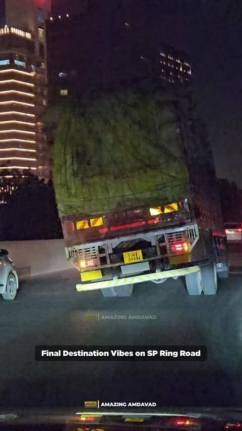 A disaster waiting to happen on SP Ring Road.
An overloaded, visibly unbalanced truck operating on a busy arterial corridor is not just an traffic infraction—it is reckless endangerment. If this vehicle loses stability on an uneven patch or during sudden braking, the surrounding commuters bear the fatal consequences.
Strict enforcement must happen at the entry, not after a tragedy occurs.
#Ahmedabad #SPRingRoad #RoadSafety #ZeroTolerance #PublicSafety
(Road Safety in Ahmedabad, Overloaded Truck in Ahmedabad, SP Ringroad Risky for Commute, Ahmedabad Traffic Updates)