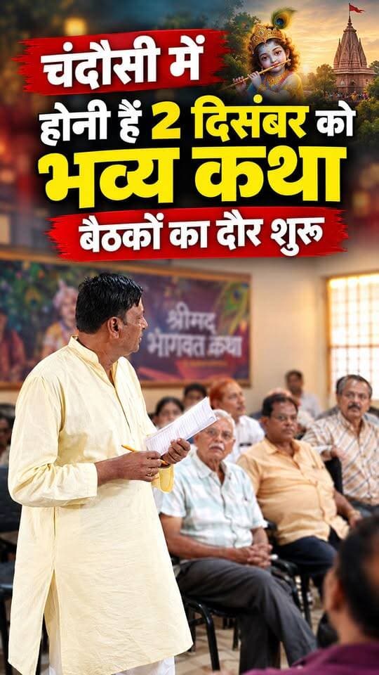 Chandausi में 2 दिसंबर को होनी हैं प्रसिद्ध कथा वाचक अतुल कृष्ण भारद्वाज की कथा बैठकों का दौर शुरू।