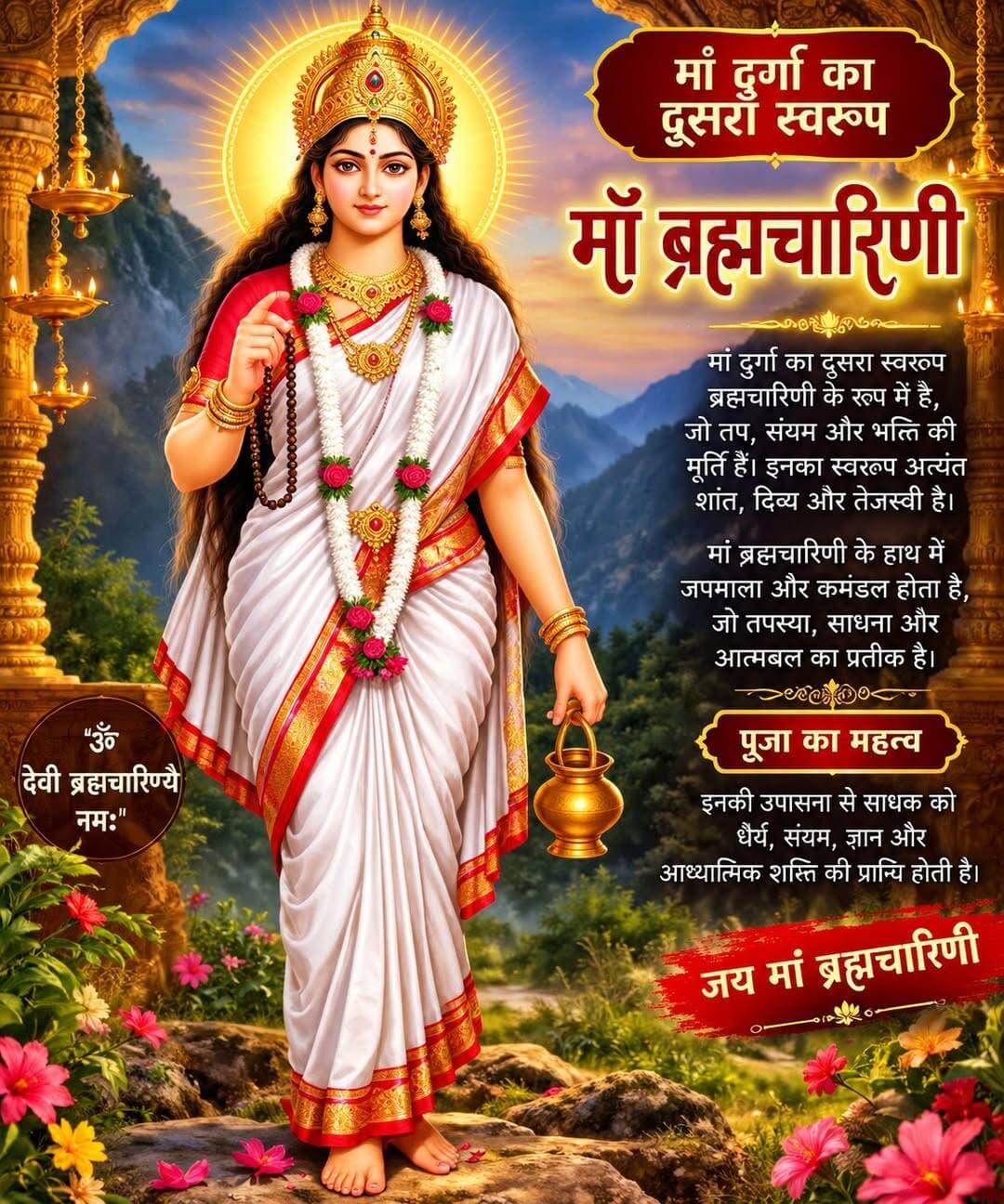 जय मां ब्रह्मचारिणी 🙏🌺 🙏🌺 मां की कृपा आप और आपके पूरे परिवार पर बनी रहे।
जय माता दी🚩