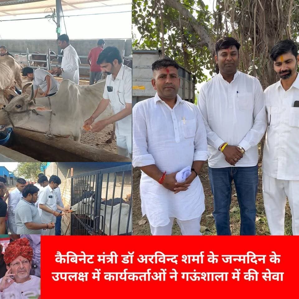 कैबिनेट मंत्री डॉ अरविन्द शर्मा के जन्मदिन के उपलक्ष में कार्यकर्ताओं ने गऊंशाला में की सेवा।
#DrArvindSharma #happybirthday #youth #BJP4IND #leadership
