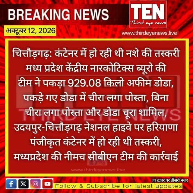 Chittorgarh: MP рдХреА CBN рдЯреАрдо рдиреЗ рдкрдХреЬрд╛ рдХрдВрдЯреЗрдирд░ рдореЗрдВ рднрд░рд╛ 929.08 рдХрд┐рд▓реЛ рдЕрдлреАрдо рдбреЛрдбрд╛
#chittorgarhnews #latestnews #newsupdate