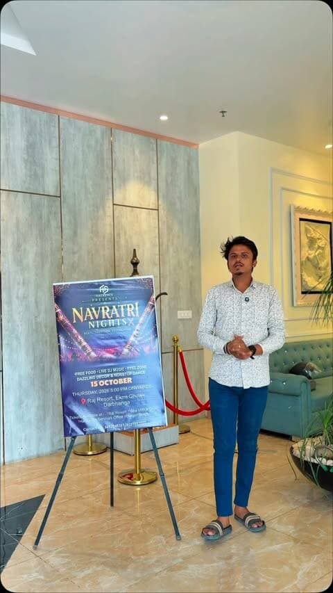 For Booking Tickets :- 9472948357 ; 9031852002
📅15 October | 📍Raj Resort,Darbhanga **Darbhanga, Get Ready to turn up the Dandiya vibes!** 🪩🔥
This Navratri, it’s not just a night… **it’s an experience!** 🕺💃
🎊 **HACKENCE NAVRATRI NIGHTS** 🎊
Dandiya • Music • Food • Dance • Full-on Festive Vibes ❤️🔥
🎟️ Single ₹349 | Couple ₹649 | Family ₹1199
And yes, the celebration gets even better with **Burger Singh** & **Gulal – The House of Fashion**! 🔥
So gather your squad, dress your best & get ready to **Dandiya like never before!** 🪩✨
#HackenceNavratriNights #DandiyaNights #Navratri2026 #Darbhanga #DarbhangaEvents DandiyaVibes RajResort NavratriVibe